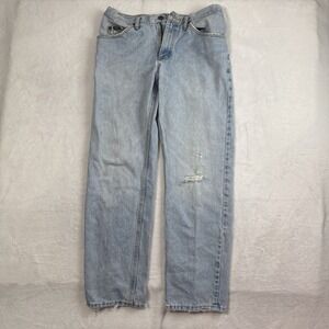 Lee Regular Fit Light Washed Denim Jeans Men's 32" Waist x 30" Inseam Distressed